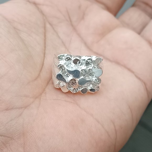 925 Sterling Silver Nuggets RingSize9